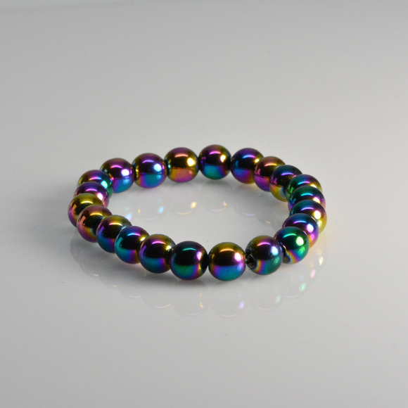 Rainbow Hematite Bracelet - Stretch Bracelet - Picture 2 of 4